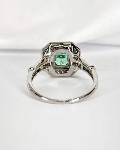 Bague Style Art - Déco Émeraudes Colombiennes &amp; Diamants "Paola" - Elliade Paris