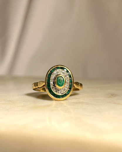 Bague Style Art - Déco Émeraudes et Diamants &quot;Aurélie&quot; - Elliade Paris