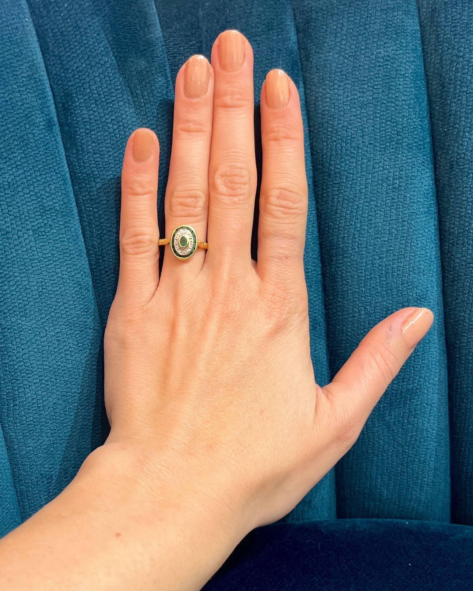 Bague Style Art - Déco Émeraudes et Diamants "Aurélie" - Elliade Paris
