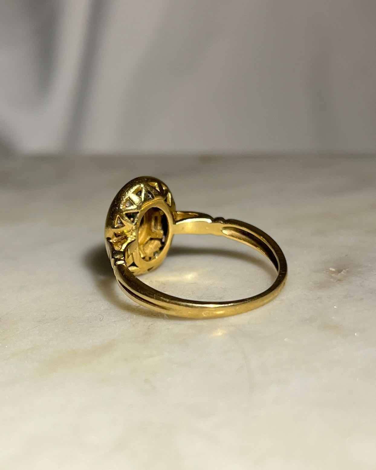 Bague Style Art - Déco Émeraudes et Diamants "Aurélie" - Elliade Paris
