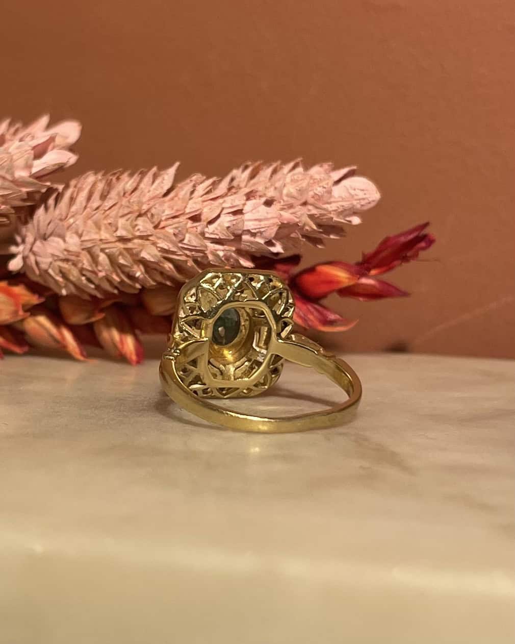Bague Style Art - Déco Émeraudes et Diamants &quot;Giada&quot; - Elliade Paris