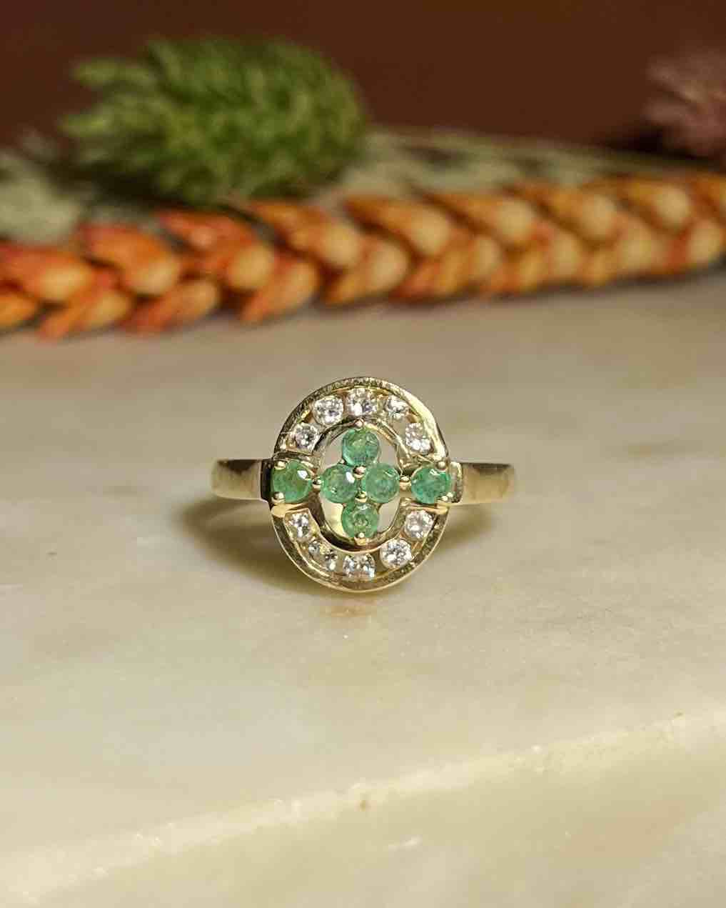 Bague style Art - Déco émeraudes et diamants "Jael" - Elliade Paris