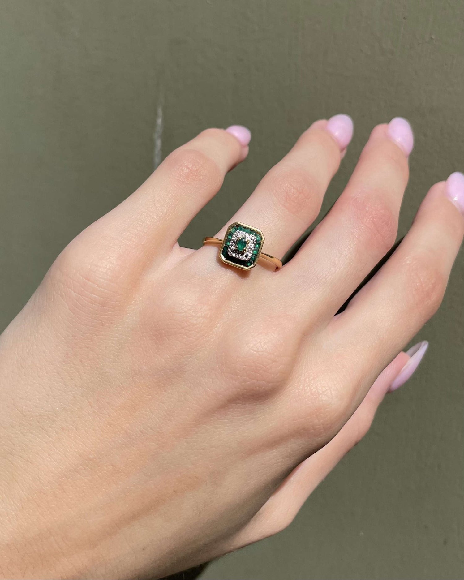 Bague Style Art - Déco Émeraudes &quot;Louison&quot; - Elliade Paris