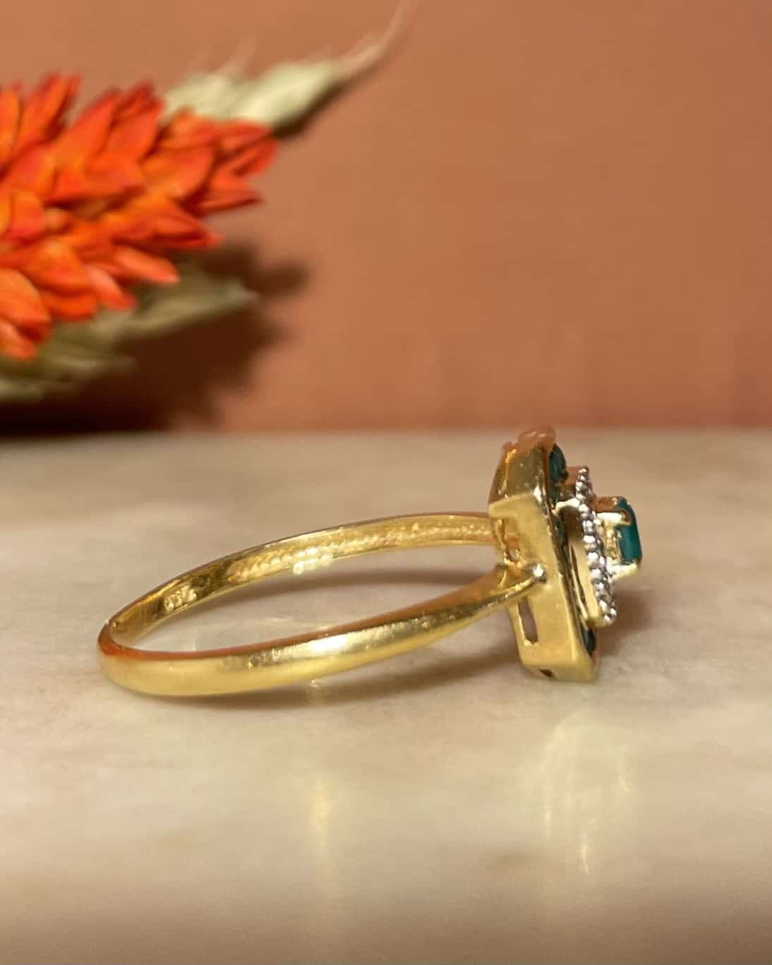 Bague Style Art - Déco Émeraudes "Louison" - Elliade Paris