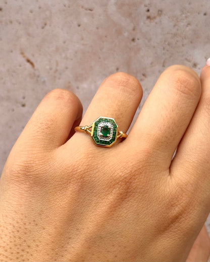 Bague Style Art-Déco Émeraudes "Tiphaine" - Elliade Paris