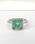 Bague Style Art - Déco Émeraudes Zambiennes & Diamants "Olivia" - Elliade Paris