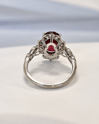 Bague Style Art-Déco Grenat Rhodolite 3.59 carats &amp; Diamants 0.46 carat "Eugènie" - Elliade Paris