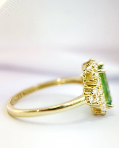 Bague Style Art-déco Grenat Tsavorite 1.41 carat &amp; Diamants "Nérine" - Elliade Paris