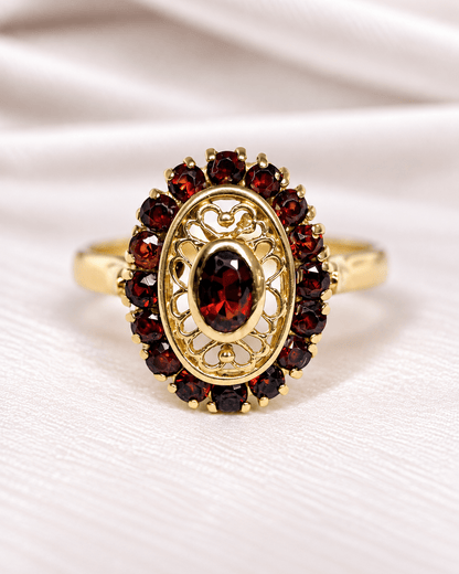 Bague Style Art-Déco Grenats Hessonite 0.70 carat "Hélène" - Elliade Paris