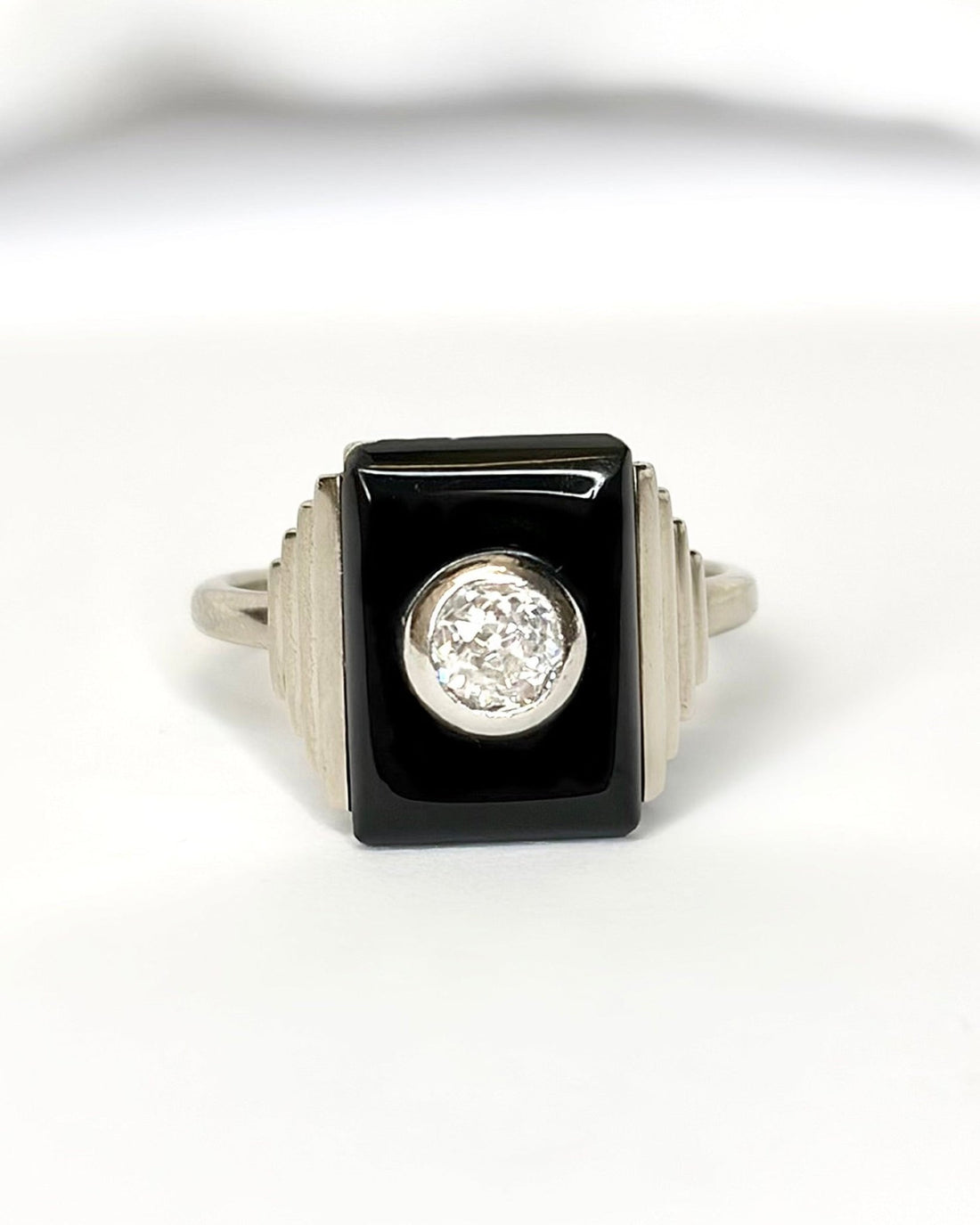 Bague Style Art - Déco Onyx &amp; Diamant "Elisa" - Elliade Paris