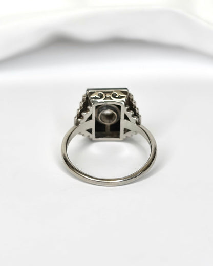 Bague Style Art - Déco Onyx &amp; Diamant "Elisa" - Elliade Paris