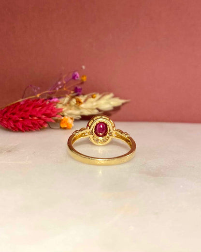 Bague Style Art - Déco Rubis 0.35 carat et Diamants &quot;Carly&quot; - Elliade Paris