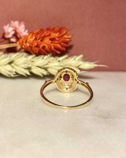 Bague Style Art - Déco Rubis 0.55 et Diamants &quot;Carla&quot; - Elliade Paris