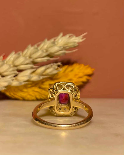 Bague Style Art - Déco Rubis 0.60 carat &amp; 36 Diamants &quot;Lancel&quot; - Elliade Paris