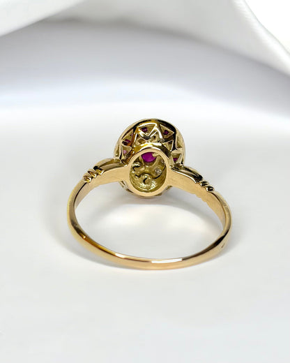 Bague Style Art-Déco Rubis 0.68 carat &amp; Diamants "Roxane" - Elliade Paris