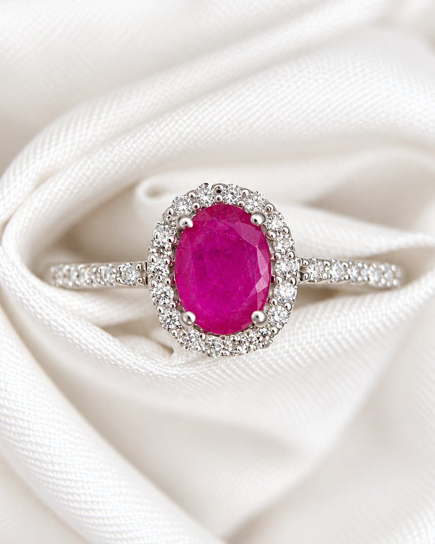 Bague Style Art-Déco Rubis 0.72 carat &amp; Diamants 0.28 carat "Doris" - Elliade Paris