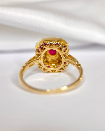 Bague Style Art-Déco Rubis 0.73 carat &amp; Diamants "Amélie" - Elliade Paris