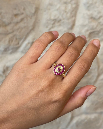 Bague Style Art Déco Rubis 0.76 carat &amp; Diamants “Héloïna” - Elliade Paris