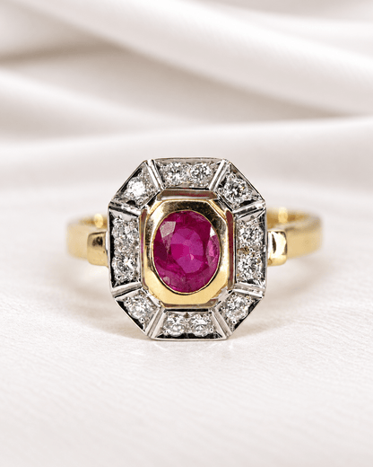 Bague Style Art-Déco Rubis 0.85 carat &amp; Diamants 0.48 carat 5,43g "Maya" - Elliade Paris