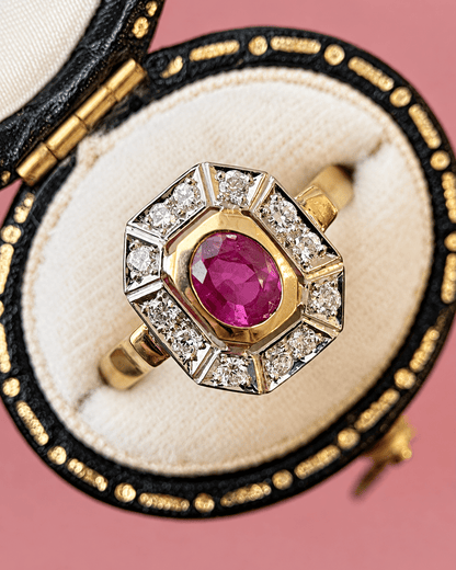 Bague Style Art-Déco Rubis 0.85 carat &amp; Diamants 0.48 carat 5,43g "Maya" - Elliade Paris