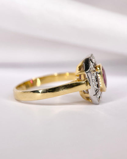 Bague Style Art-Déco Rubis 0.85 carat &amp; Diamants 0.48 carat 5,43g "Maya" - Elliade Paris