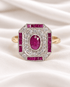 Bague Style Art-Déco Rubis 0.89 carat & Diamants 0.30 carat "Alicia" - Elliade Paris