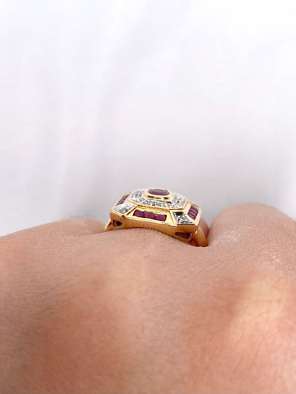 Bague Style Art Déco Rubis 0.90 carat &amp; Diamants "Florence" - Elliade Paris