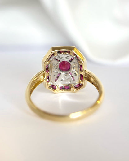 Bague Style Art-Déco Rubis 1.64 carat &amp; Diamants "Lana" - Elliade Paris