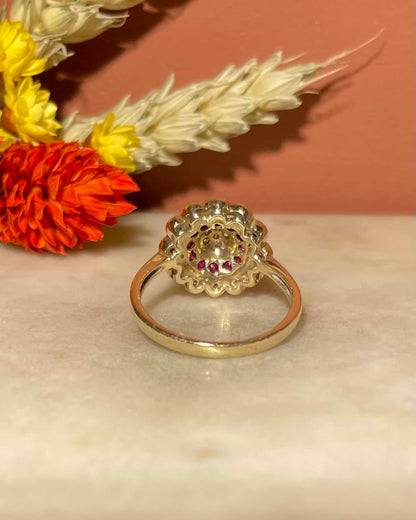 Bague style Art - déco Rubis &amp; 19 Diamants &quot;Anolta&quot; - Elliade Paris