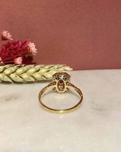 Bague style Art-déco Rubis &amp; Diamants &quot;Justinia&quot;