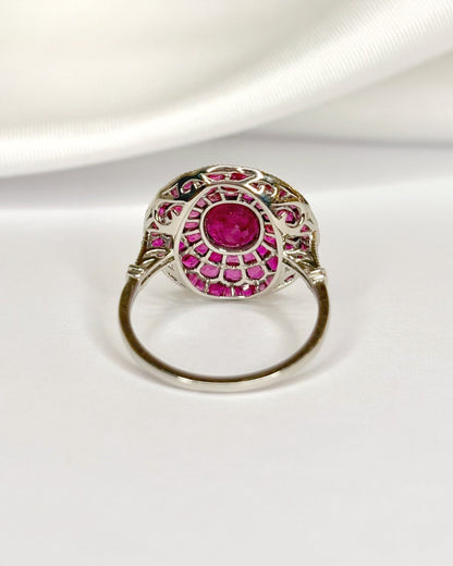 Bague Style Art-Déco Rubis 3.66 carats &amp; Diamants "Liya" - Elliade Paris
