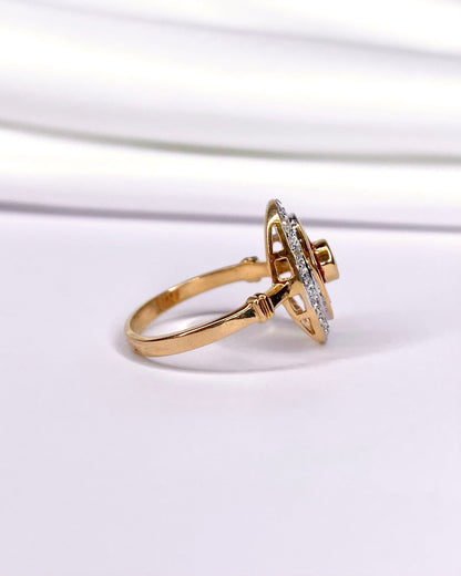 Bague style Art - déco Rubis &amp; Diamants "Fiona" - Elliade Paris