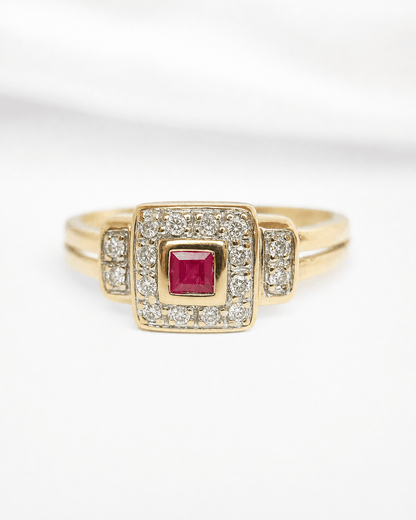 Bague Style Art-Déco Rubis &amp; Diamants "Malia" - Elliade Paris