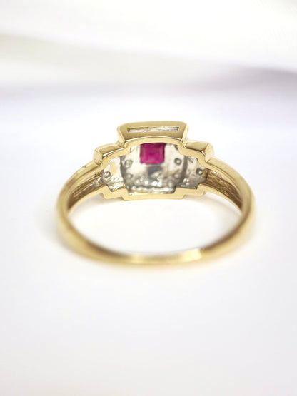 Bague Style Art-Déco Rubis &amp; Diamants "Malia" - Elliade Paris