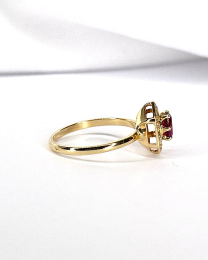 Bague Style Art - Déco Rubis &amp; Diamants "Yolande" - Elliade Paris