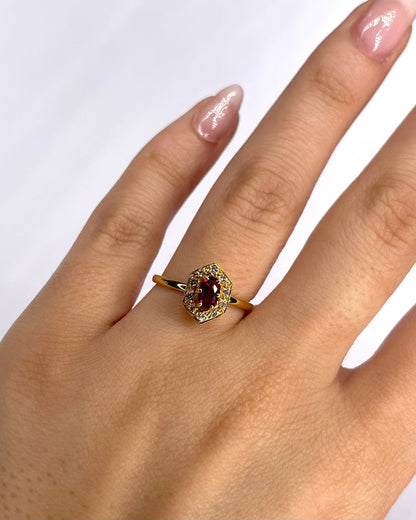 Bague Style Art - Déco Rubis &amp; Diamants "Yolande" - Elliade Paris