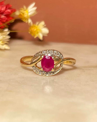 Bague style Art - déco Rubis et 6 Diamants &quot;Everette&quot; - Elliade Paris