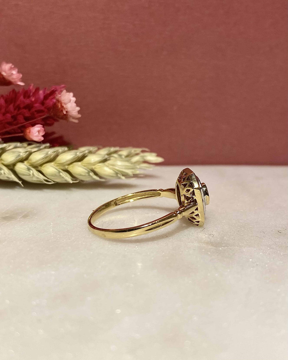 Bague style Art-déco Rubis &amp; Diamants &quot;Justinia&quot;