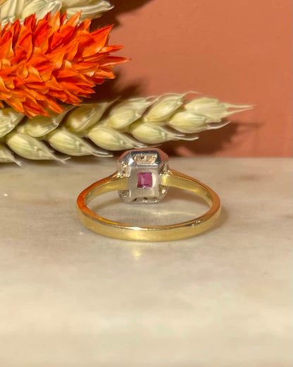 Art Deco Style Ring Ruby 0.50 carat &amp;amp; Diamonds &quot;Alexa&quot;