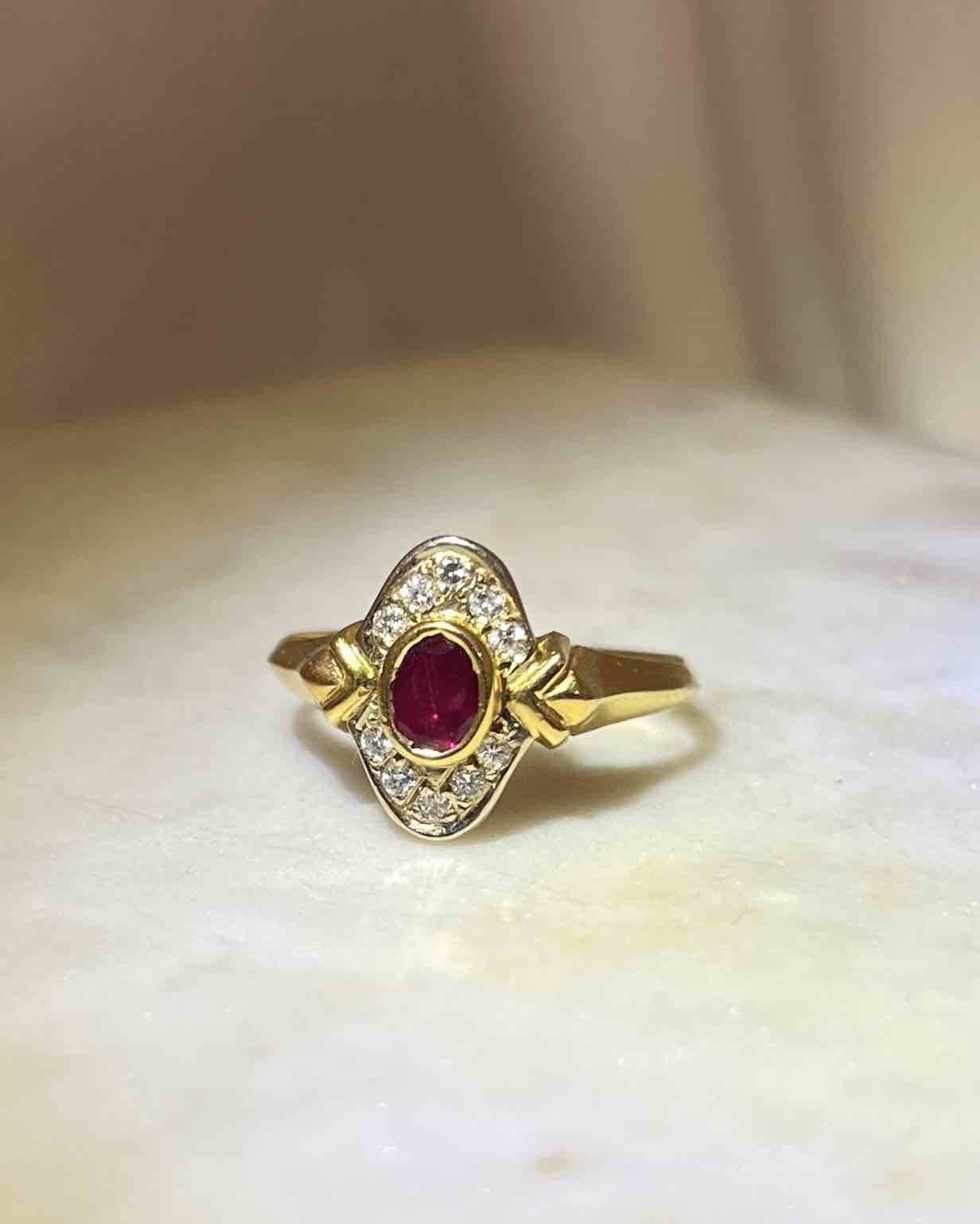 Bague style art déco rubis et diamants "Aenor" - Elliade Paris