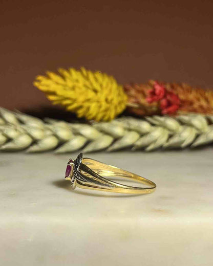Bague style art déco rubis et diamants &quot;Hermione&quot; - Elliade Paris
