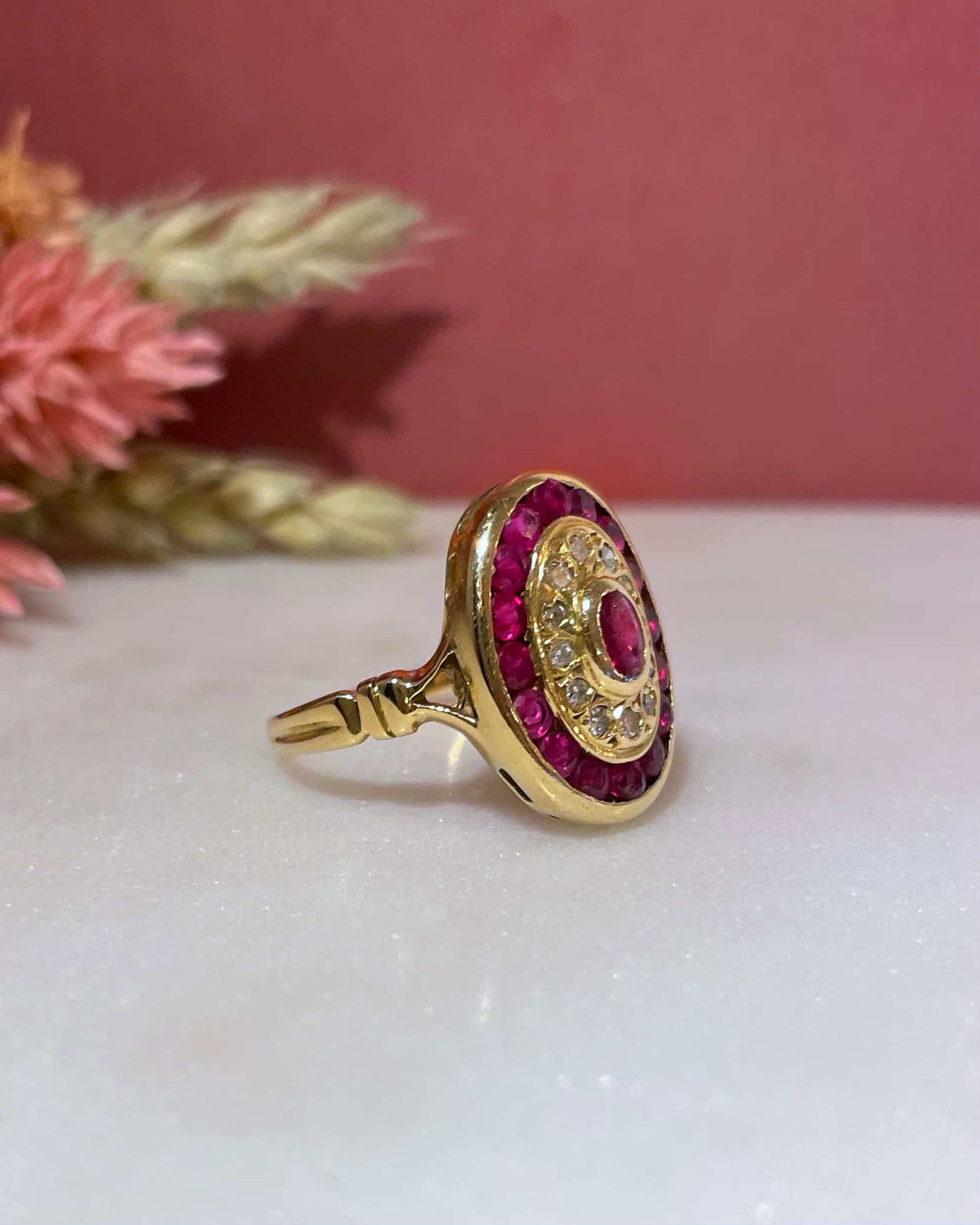 Bague Style Art-Déco Rubis &amp; Diamants &quot;Zoya&quot;