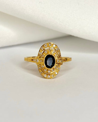 Bague Style Art Déco Saphir 0.44 carat &amp; Diamants "Selenia" - Elliade Paris