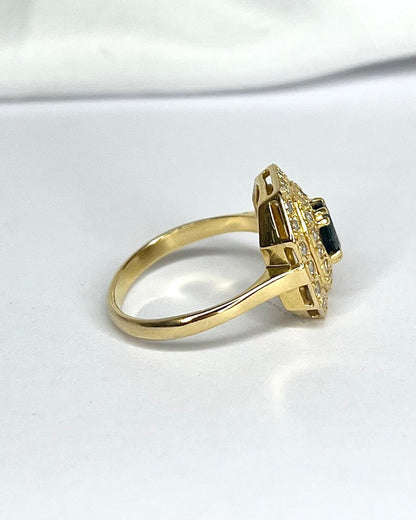 Bague Style Art - Déco Saphir 0.51 carat &amp; Diamants 0.34 carat "Rita" - Elliade Paris