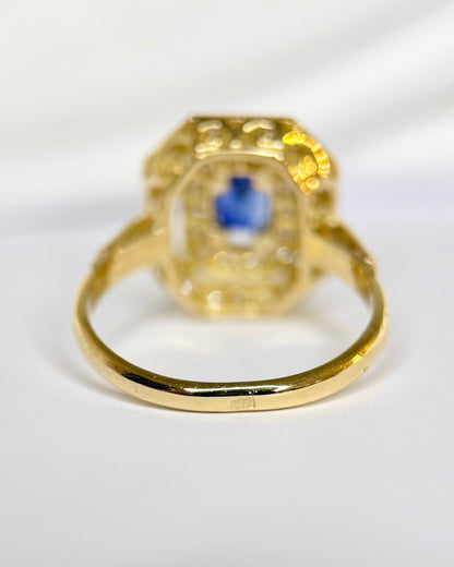 Bague Style Art-Déco Saphir 0.70 carat &amp; Diamants 0.80 carat "Laurine" - Elliade Paris