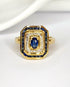 Bague Style Art - Déco Saphir 0.97 carat, Diamants & Or 4,1g "Abigaelle" - Elliade Paris