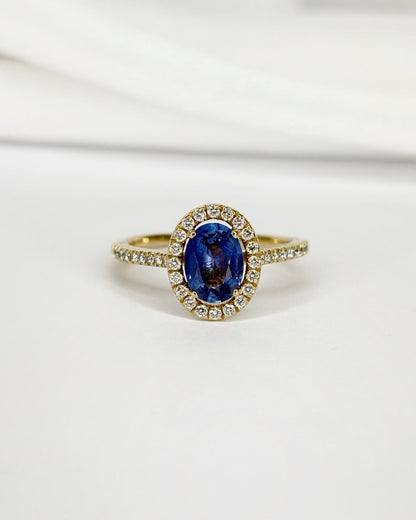 Bague Style Art Déco Saphir 1.08 carat &amp; Diamants "Bianca" - Elliade Paris