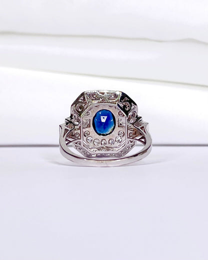 Bague Style Art déco Saphir 1.50 carat &amp; Diamants 1.04 carat "Camille" - Elliade Paris
