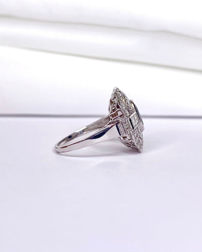 Bague Style Art déco Saphir 1.50 carat &amp; Diamants 1.04 carat "Camille" - Elliade Paris