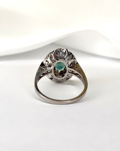 Bague Style Art - Déco Saphir 1.60 carat &amp; Diamants 0.84 carat 4.48g "Léopoldine" - Elliade Paris